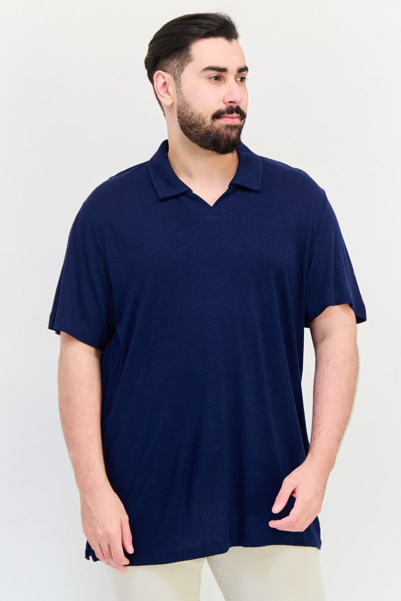 Celio Men Regular Fit Short Sleeve Solid Polo Shirts, Navy Blue - Image 1